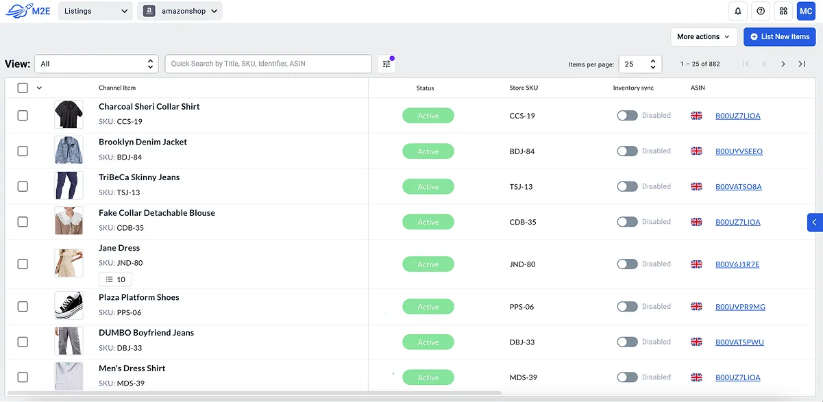 Multichannel listing